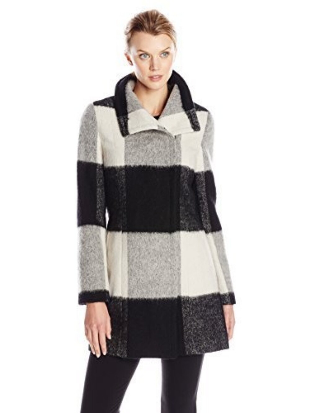 Ivanka Trump Black & White Plaid Pea Coat Size 4